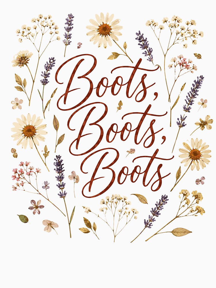 Boots Wildflower Western Script Boho Cowgirl Floral Line Dance by ZIGLWORKS
