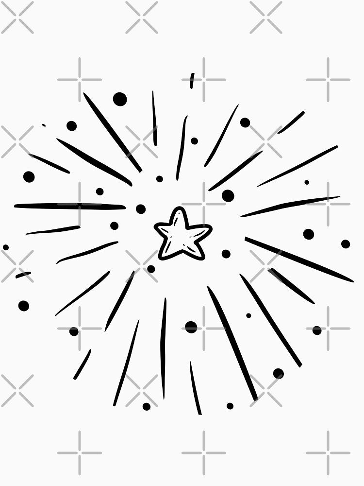 Star with fire work splash doodle hand drawing line art by asbno19