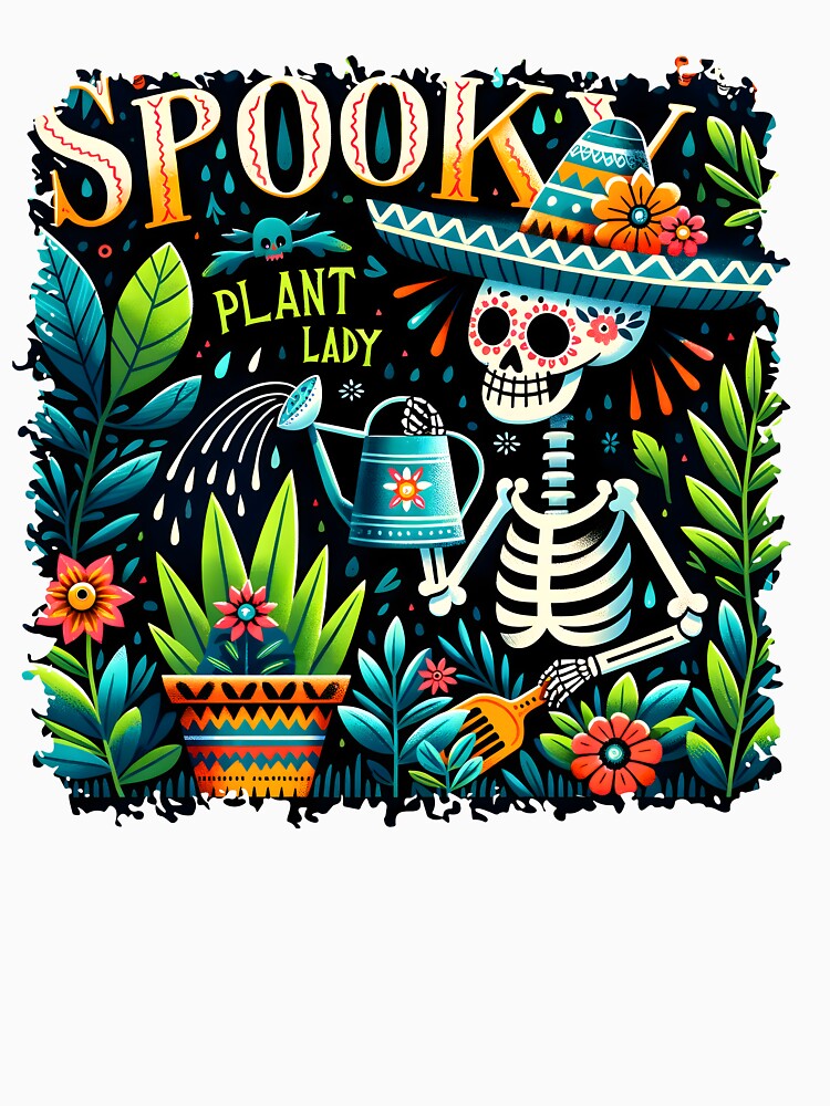 Funny Skeleton watering plants Spooky Plant Lady by JuliaPop