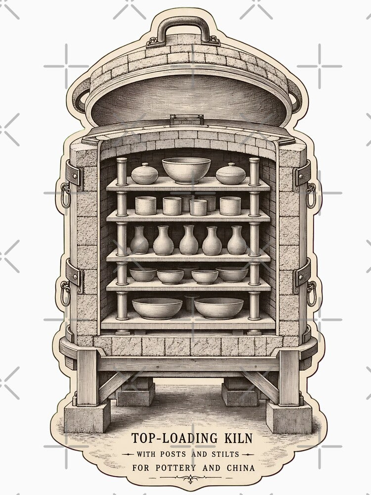 Kiln and Shelf Furniture | Vintage Pottery Tools Ceramicist Dark Academia Print by StickyGuys