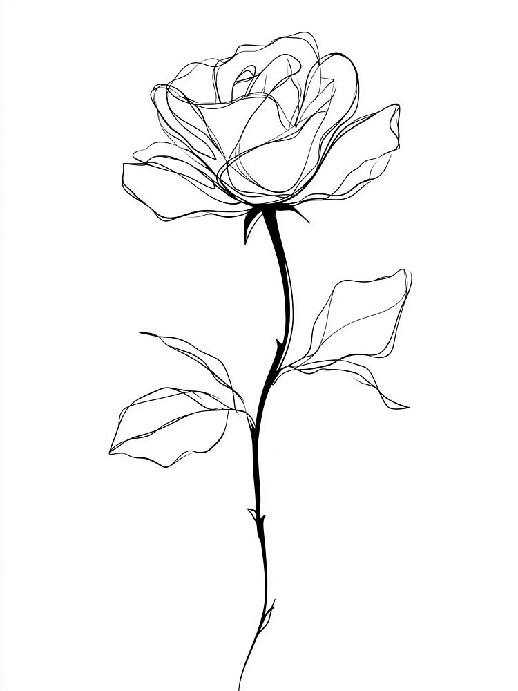 Single Rose — Minimalist Rose Line Art by Helenaphotoart