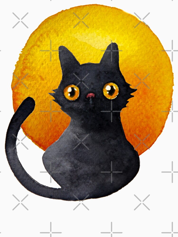 Watercolor Sunset Black Cat by zorrorojo