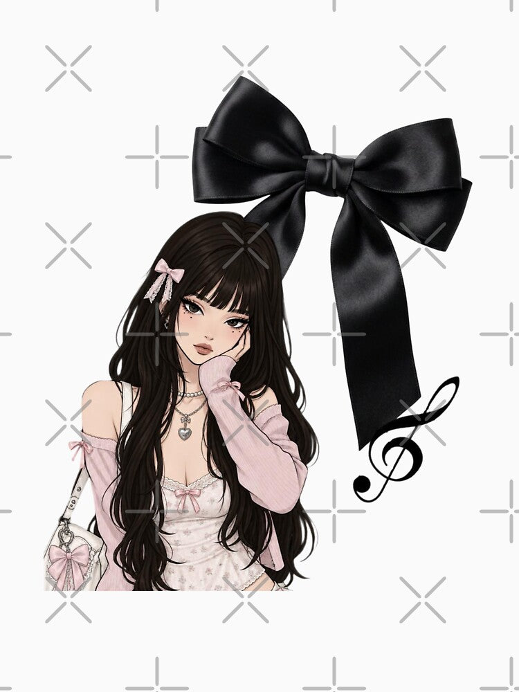 Black Bow Coquette Girl by Luxnox