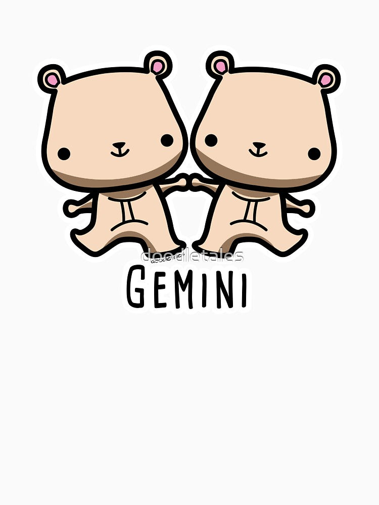 Gemini zodiac teddy bear T-shirt by doodletales