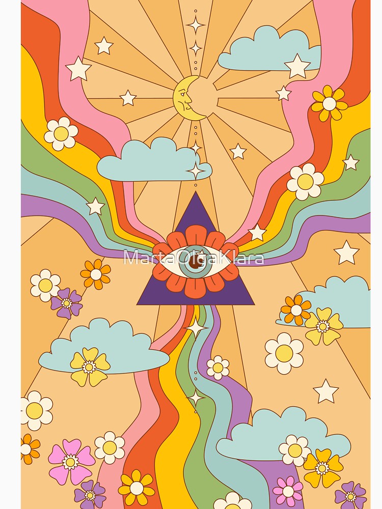 retro hippie boho rainbow print by MartaOlgaKlara Unisex