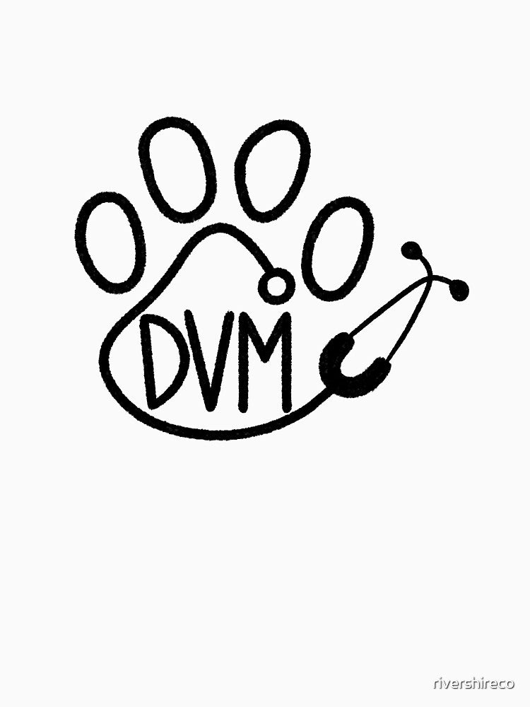 DVM black pawprint & stethoscope by Rivershire Collective