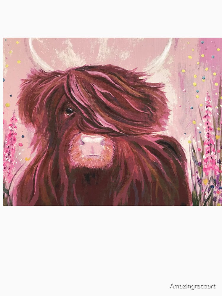 Highland Cow in purple tones by Amazingraceart