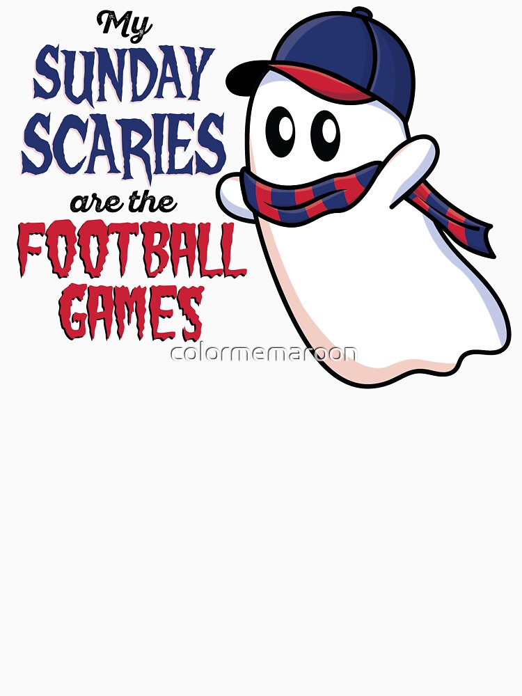 Red and Blue Football Halloween Ghost Sunday Scaries by colormemaroon