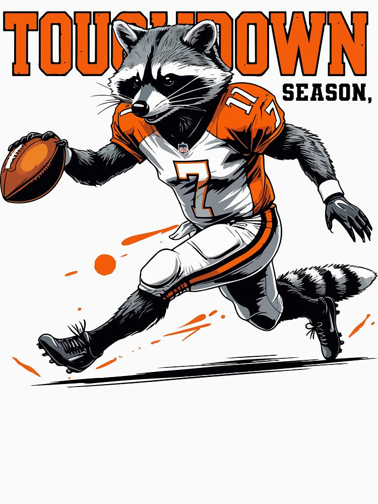 Touchdown Season Raccoon: Playful Football Fan Art by rich4Design
