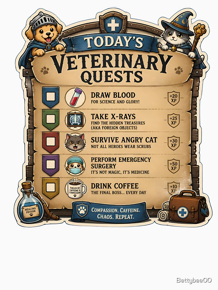 Today's Veterinary Quests Funny RPG Vet Design | Veterinarian Gift by Bettybee00