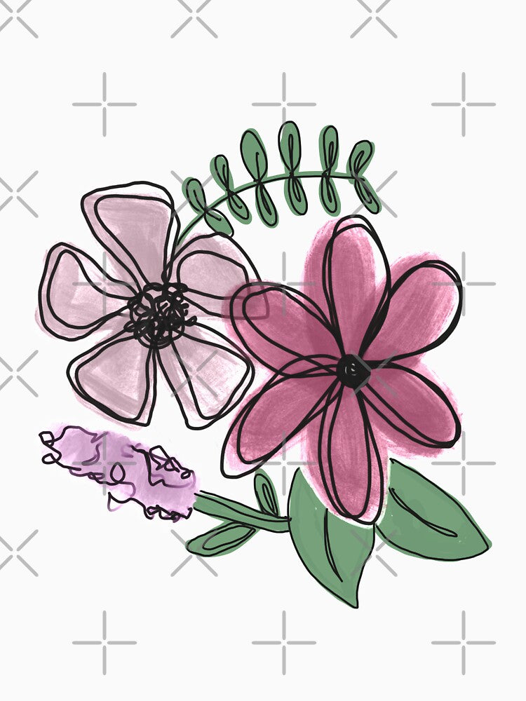 Sketched Flowers Pink and Purple by ladystromas