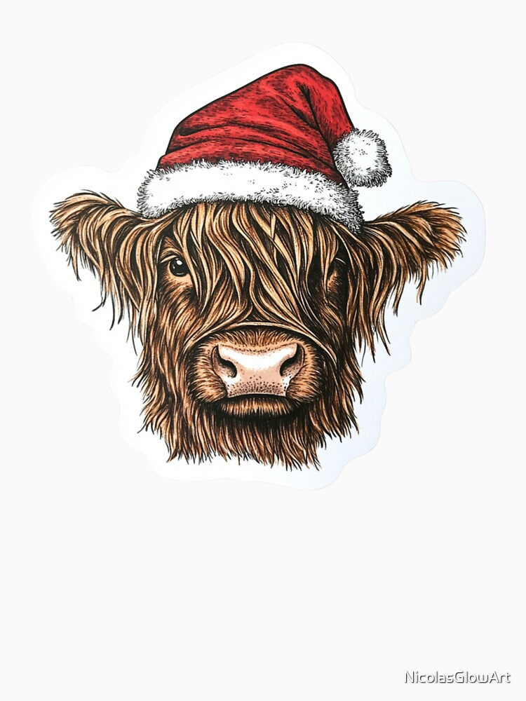 Scotish Highland Cow Christmas by NicolasGlowArt