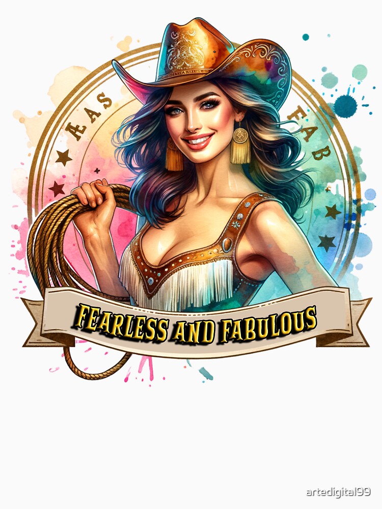 Western Cowgirl & Horse Art - fearless and fabulous - Stylish Designs for T-Shirts, Mugs, Stickers & More by artedigital99
