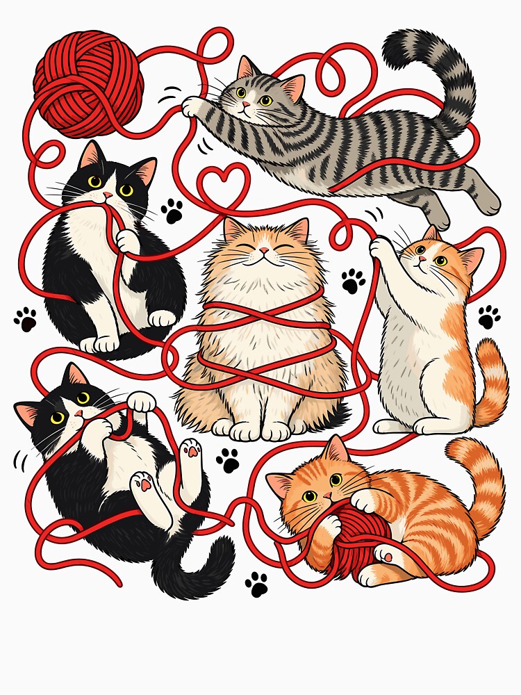 Funny Cats Knitting Yarn Lover Crochet Cat by andre-hollow