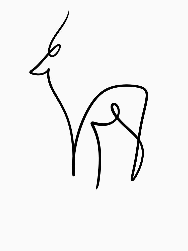 Minimalist One Line Deer Drawing - Continuous Line Art Roe Deer by LYAN-STORE
