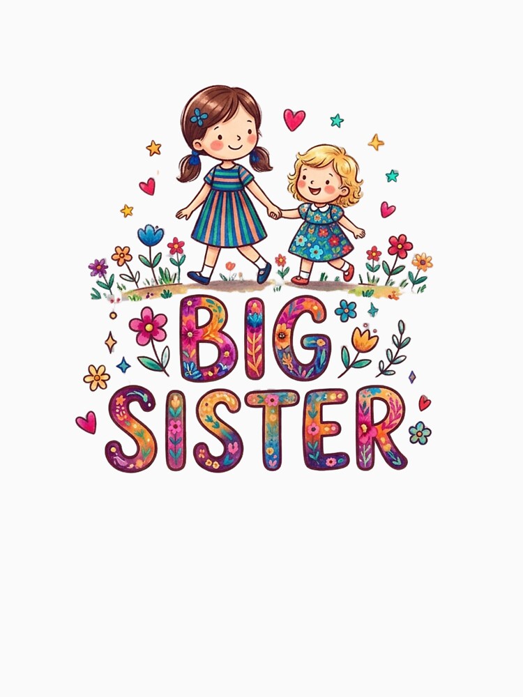 Cute Big Sister Floral Garden Sibling Love by KTD28_SHOP