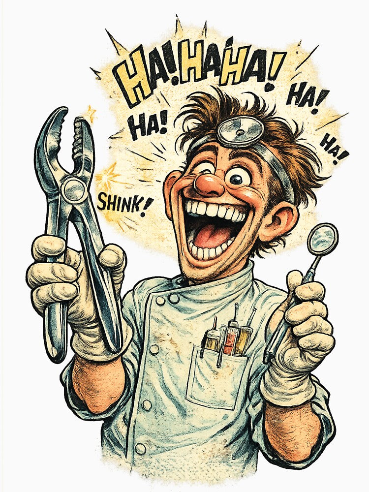 Funny Dentist Cartoon by AlexLineArt