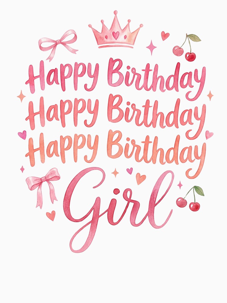 Happy Birthday Girl – Coquette Aesthetic Pink Birthday Design by aiqdelicia