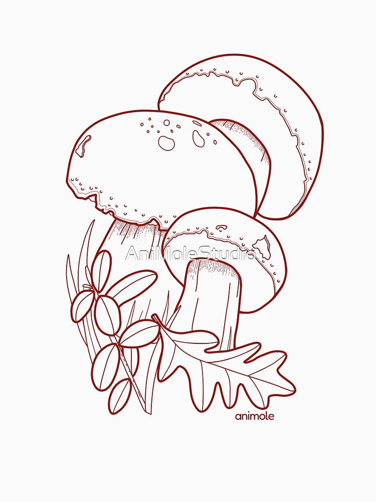Minimalist Mushroom Line Art by AniMoleStudio