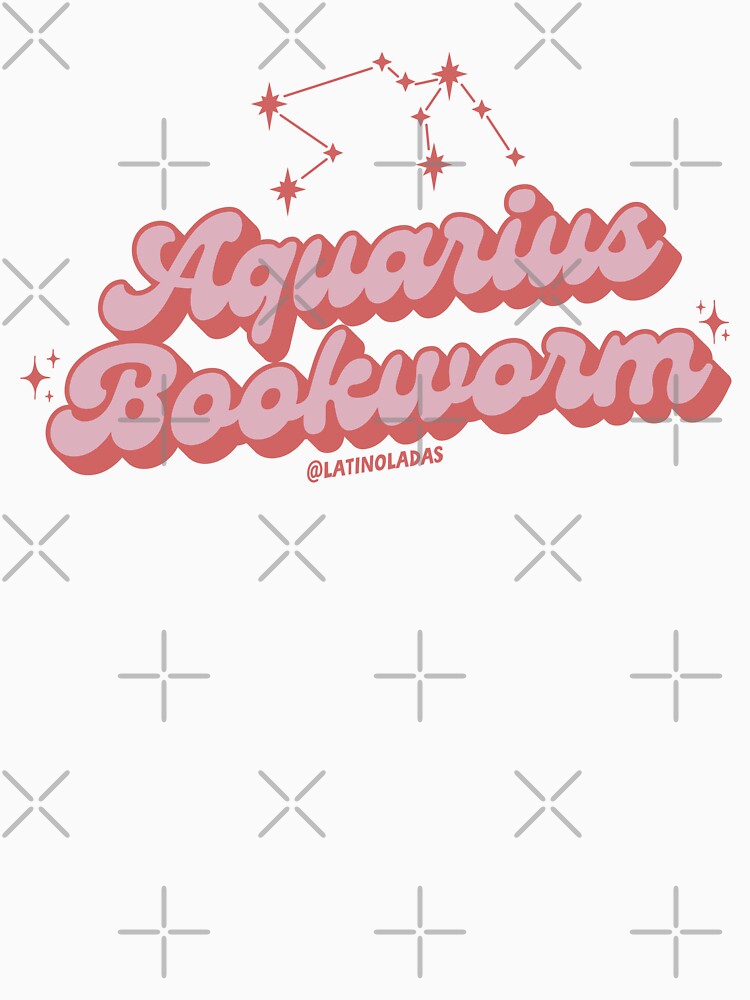 Aquarius Bookworm Bookish Zodiac Sign Astrology Horoscope Tarot Stars Constellation Pink Red by Latinoladas