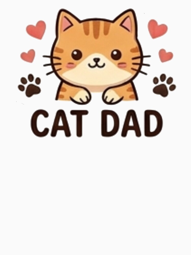 Cute Cat Dad Orange Tabby Kitten Hearts - Funny Pet Owner Graphic T-Shirt Design by Rehnair