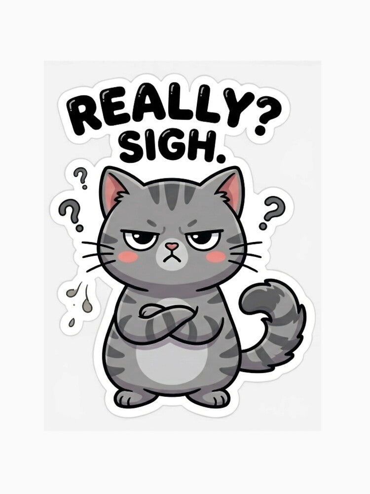 Really? Sigh Grumpy Cat Meme Sticker by nishaaa2111