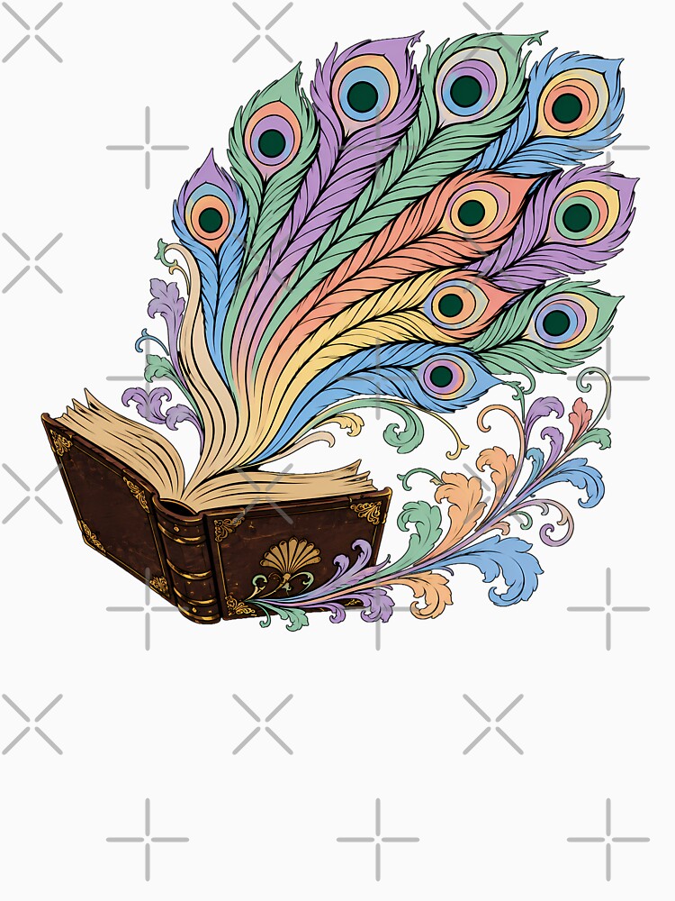 Peacock Feather Book Lover Magical Library Vintage by chattsuede