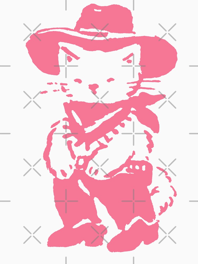 Pink Cowboy Cat Cute Western Kawaii Design by trajeado14