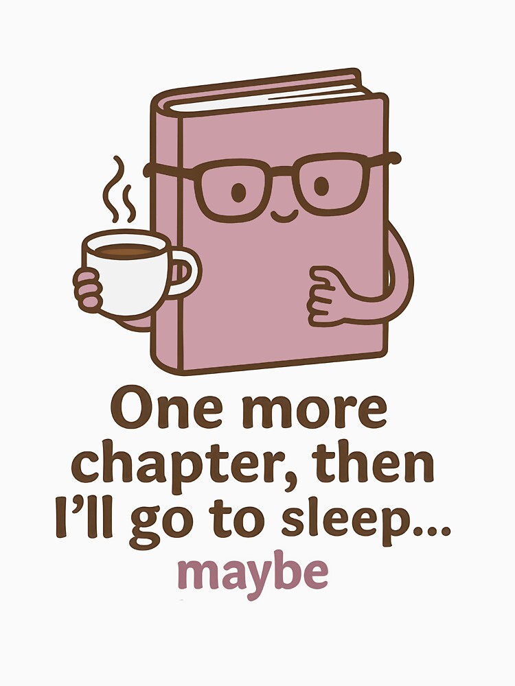 One More Chapter – Book Lover Design with Coffee & Glasses | Cozy Reading Quote for T-Shirts, Stickers & More by miciana1417