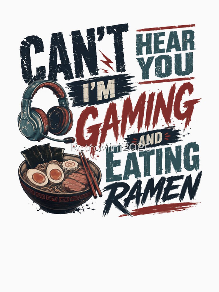 Can't Hear You I'm Gaming And Eating Ramen Gamer Japanese Foodie Enthusiast by RetroMini2026