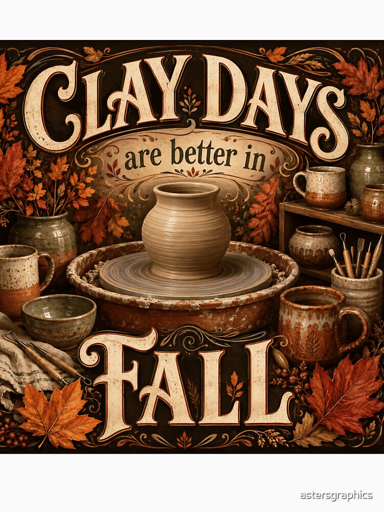 Clay Days Are Better in Fall – Autumn Potter Ceramics Design by astersgraphics