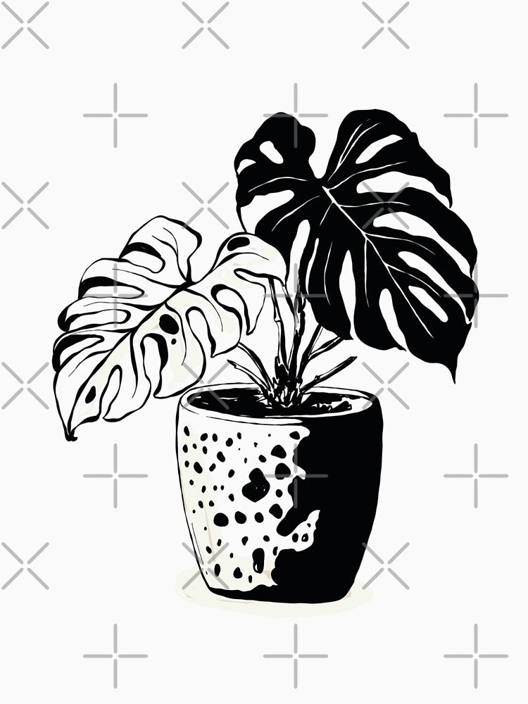 Black and white Monstera Plant by CreativaNook
