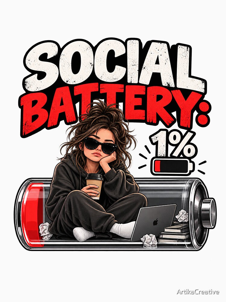 Social Battery Running on 1% by ArtikaCreative
