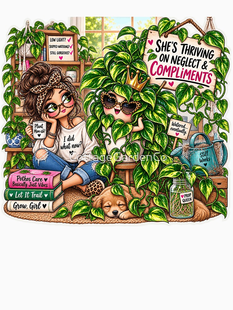 She’s Thriving on Neglect and Compliments – Funny Pothos Plant Mom by CottageGardenCo