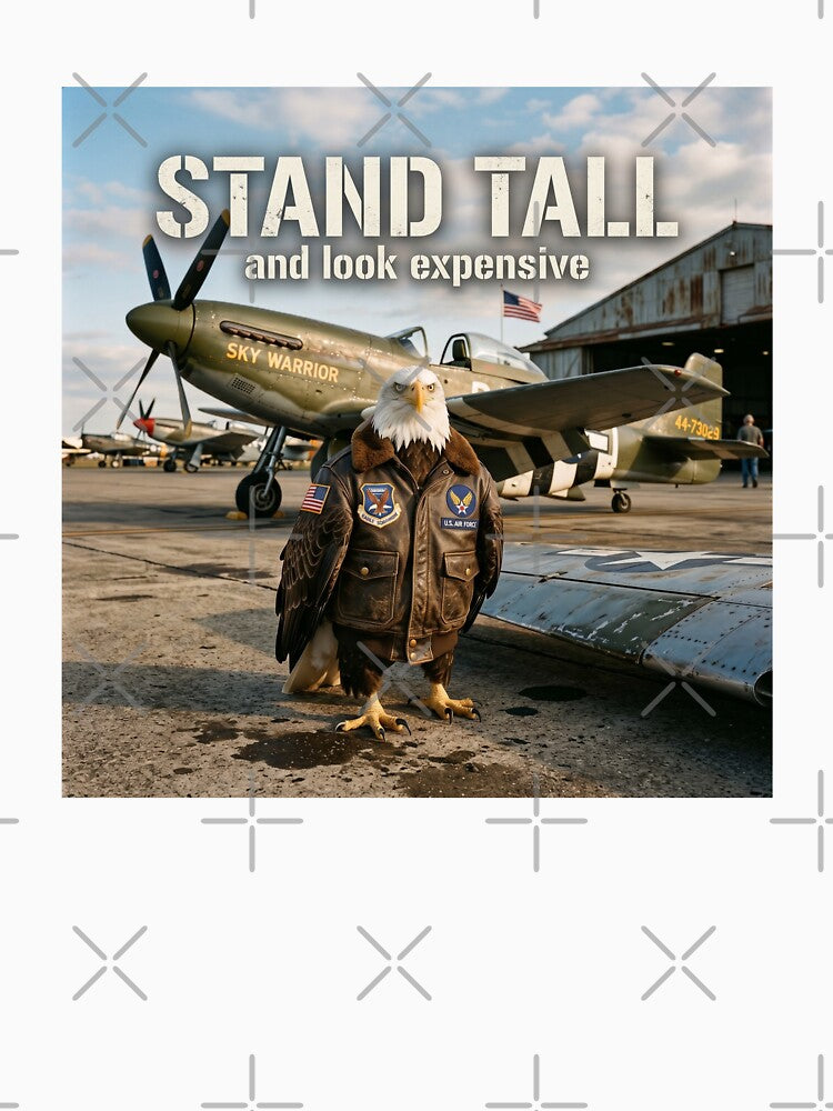 Stand Tall Eagle | Vintage Aviator Patriot T-Shirt by DmaarGroup