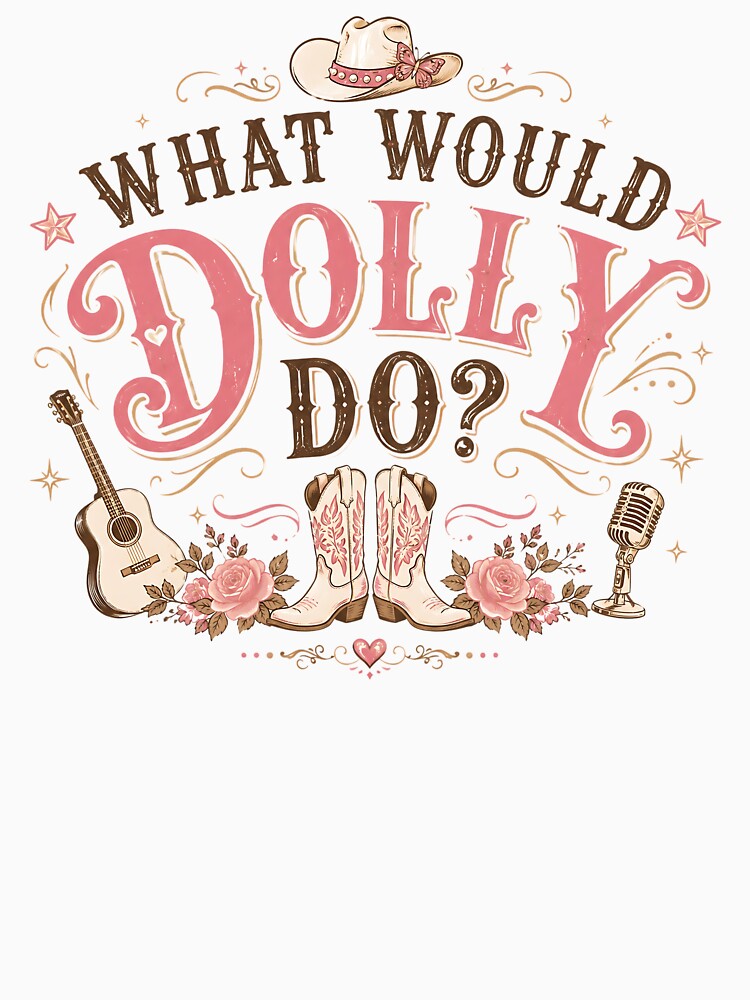 What Would a Cowgirl Do Western Boots Pink Rodeo Country Vintage Design by CatiaStudioArt