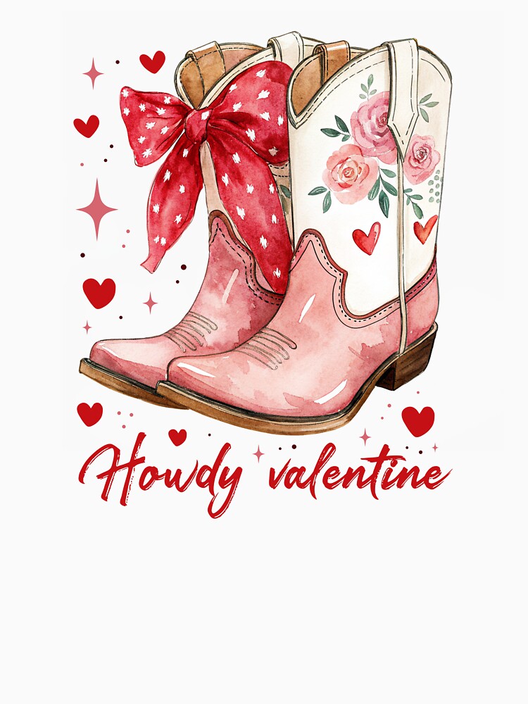 Howdy Valentine Cowboy Boots – Western Valentine Illustration by GiftsCreek