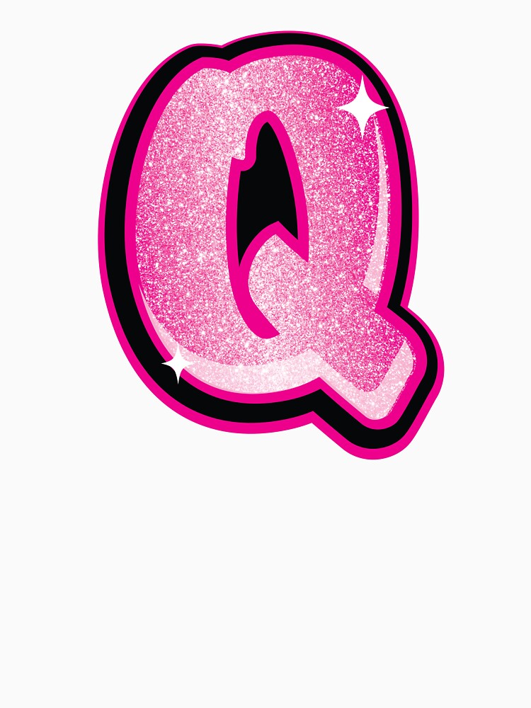 Glitter Pink Q Initial Sticker by LazyCreativeCo