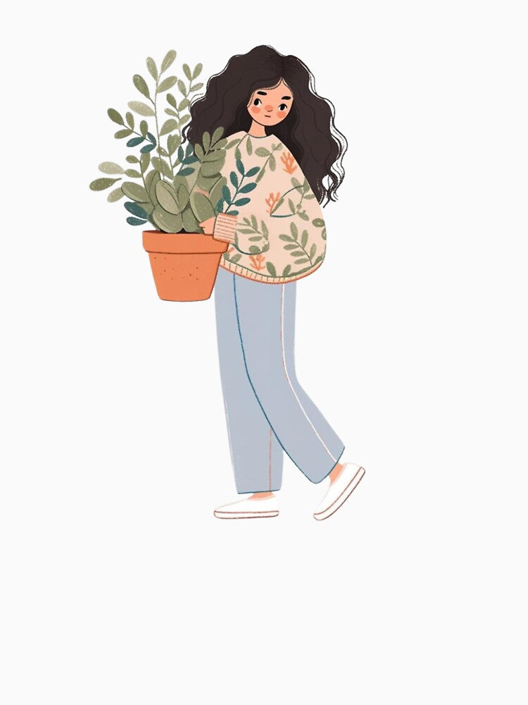 House Plant Girl Cactus by MayflowerandIvy