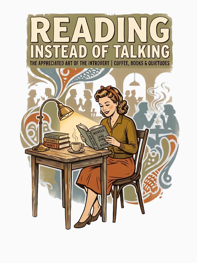 Reading Instead of Talking Vintage Coffeehouse Poster by urbinet