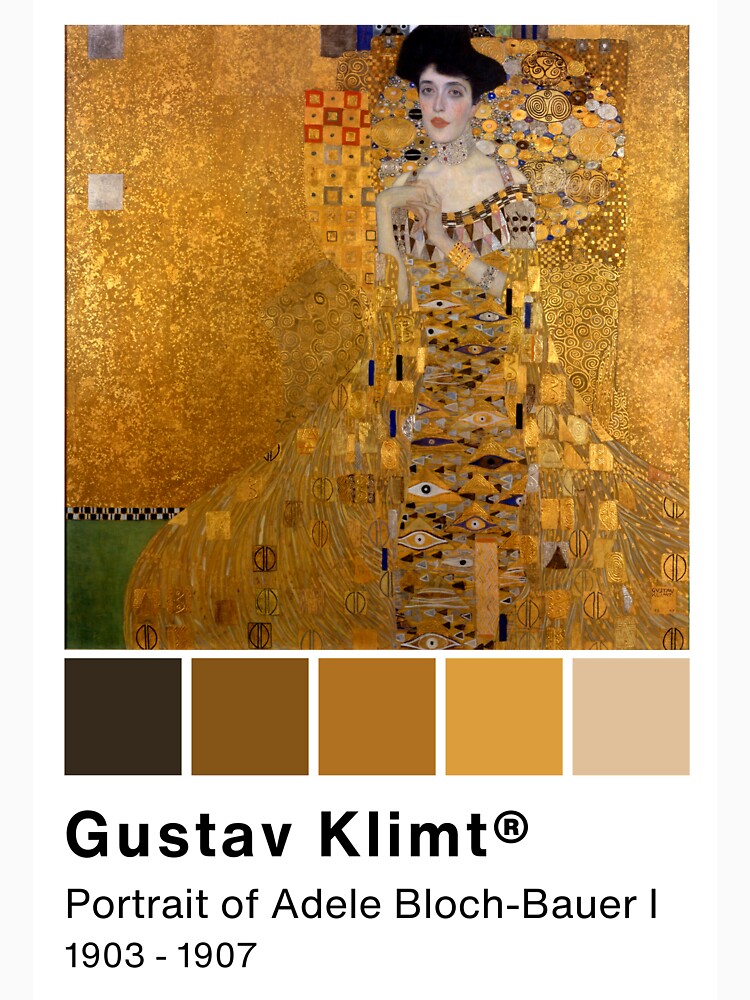 Gustav Klimt - Portrait of Adele Bloch-Bauer I - Pantone Color swatch, Art Paintings Art history by Lemon-y-Shark