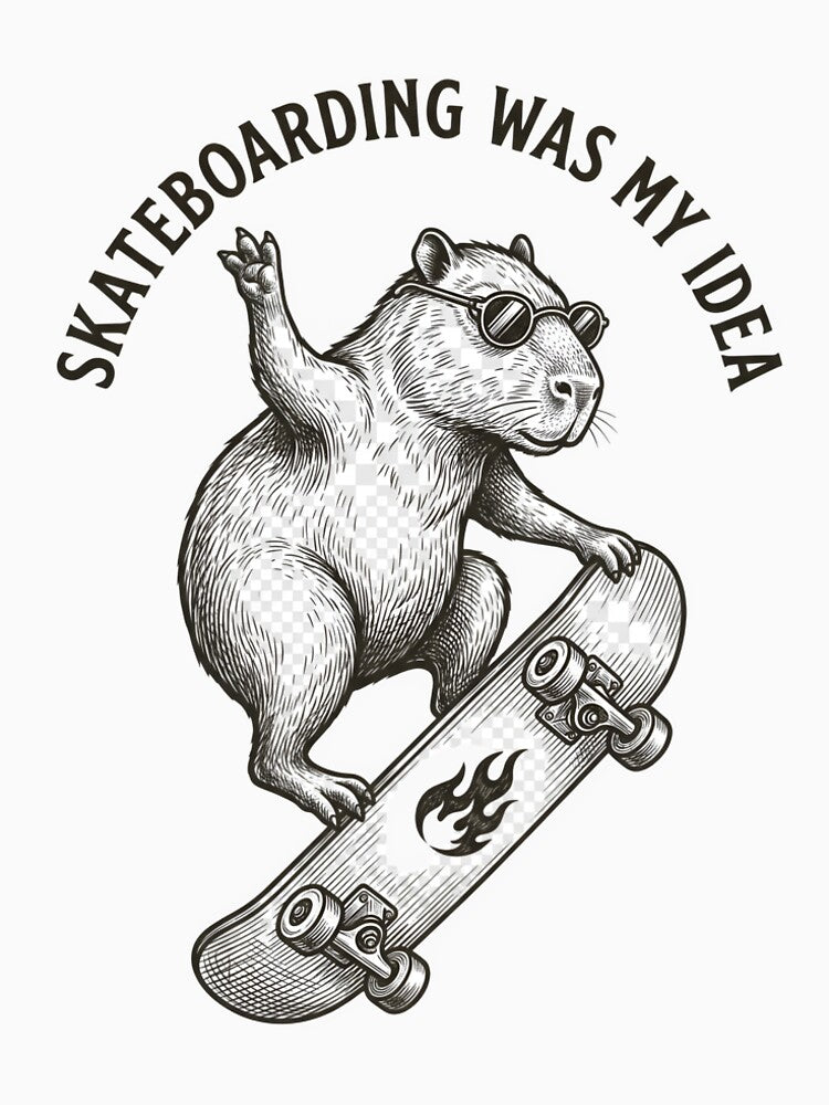 Skateboarding Was My Idea Funny Capybara Skateboard Vintage T-Shirt by StickerNestYou
