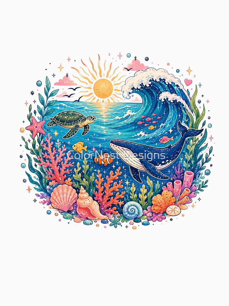 Colorful Ocean Dreams – Marine Life Aesthetic Design by ColorNest Designs