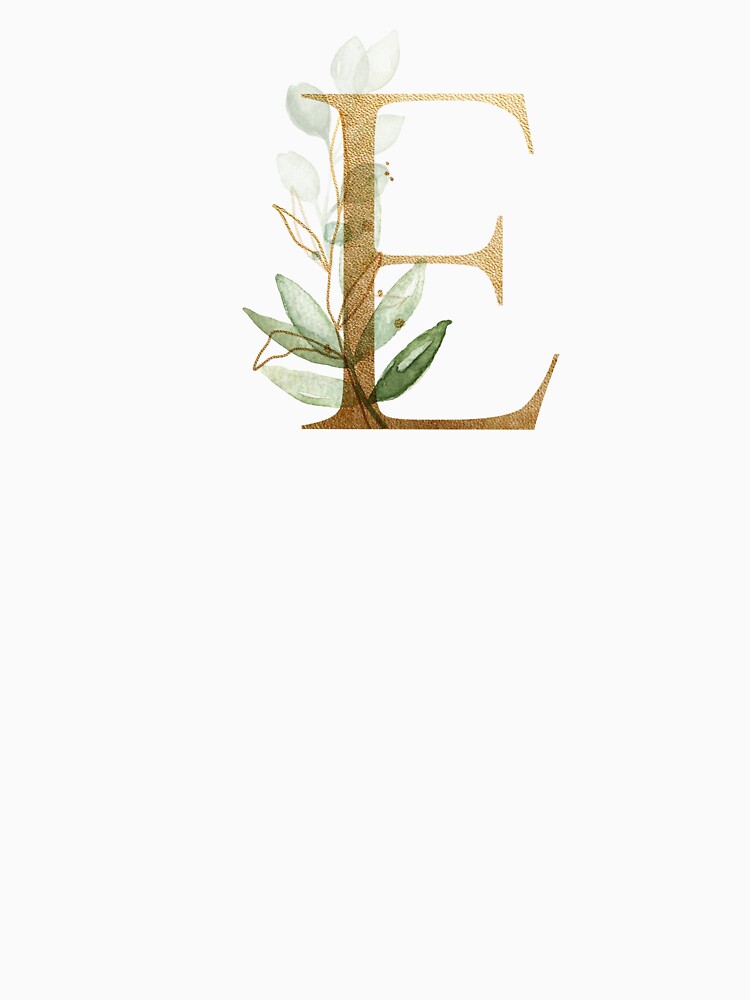 Gold Letter with Foliage -E- Monogram Name by happydesigner07