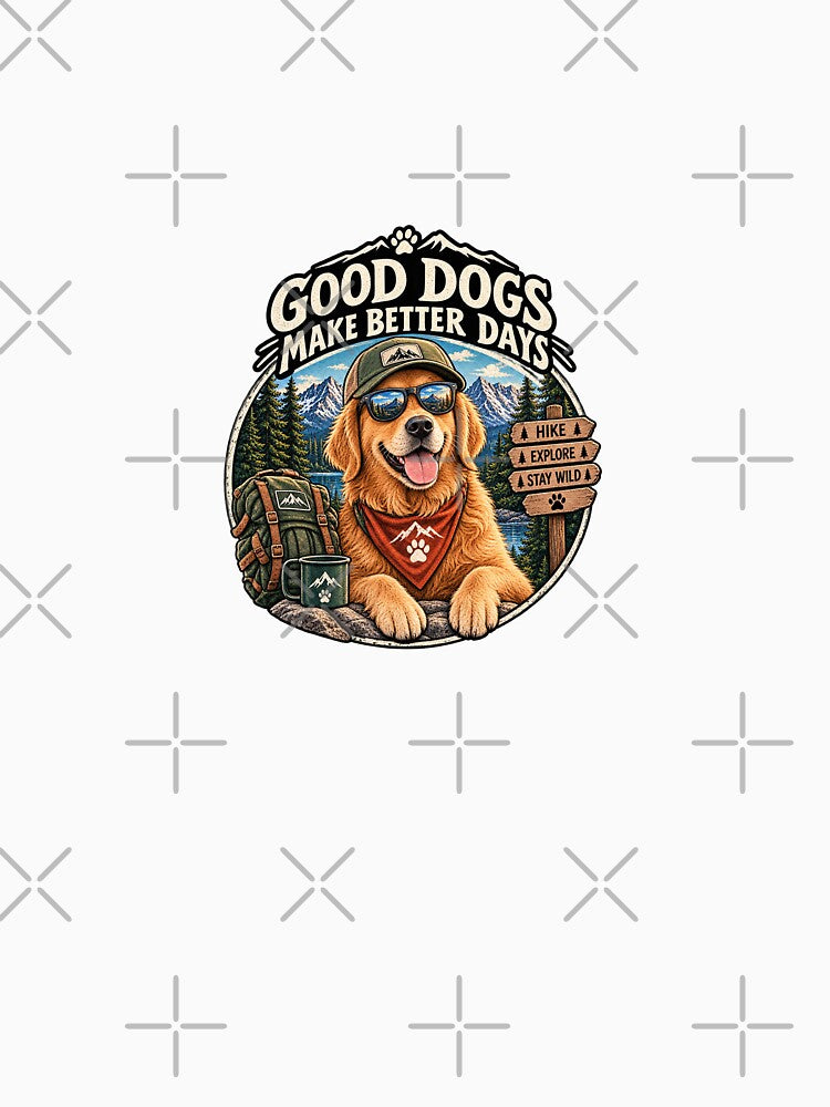 Golden Retriever Hiking Adventure Vintage Dog Badge by lovepower