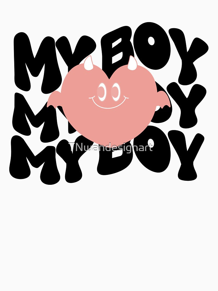 I Love My Boyfriend groovy y2k cute pink devil heart couple outfits by TNwandesignart
