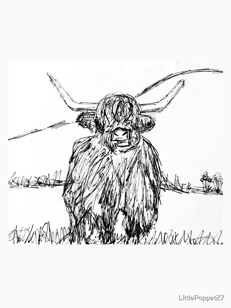 Highland Cow drawing by LittlePoppet27