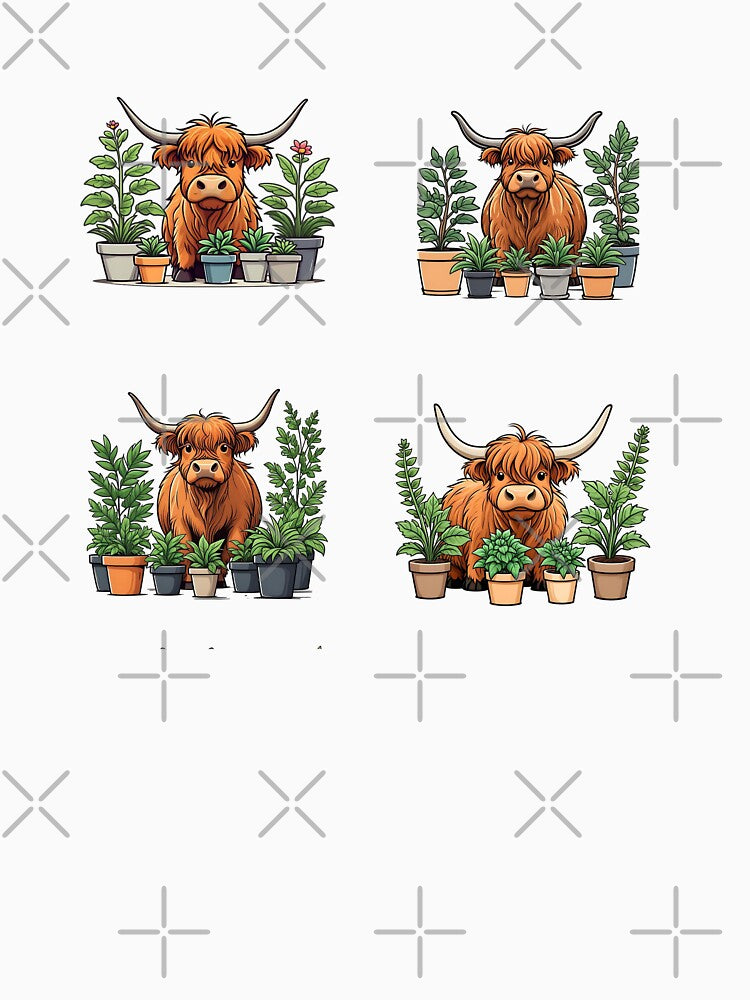 Scottish Highland Cows And Plants by TheAnimalZ00