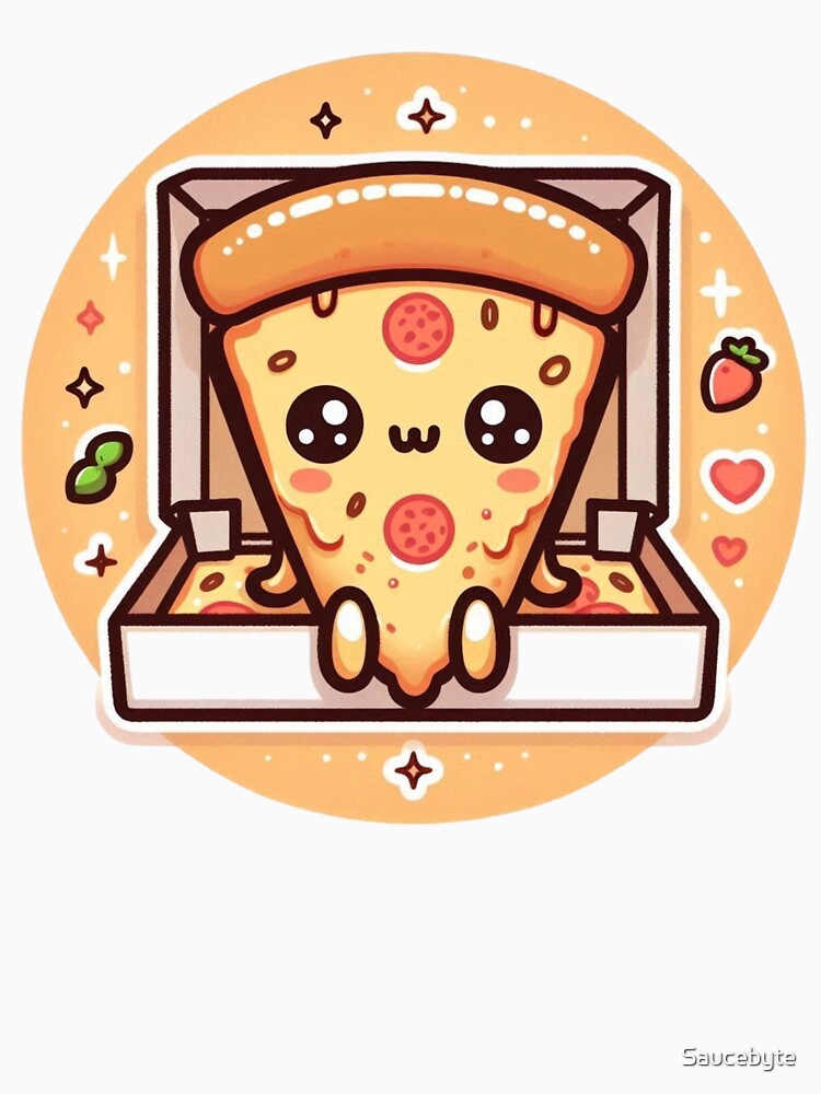 Kawaii Pizza Party Pattern – Cute Cartoon Food Seamless Design by Saucebyte