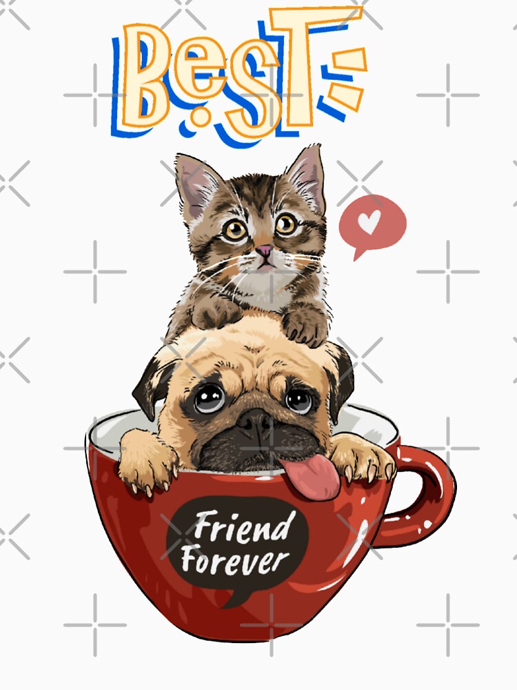 Best Friend Forever Baby Bulldog And Kitten In A Cup by darknessjeff86
